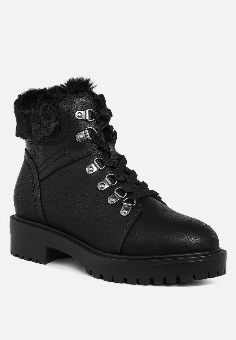 Maranta Faux Fur Collar Ankle Boots-1