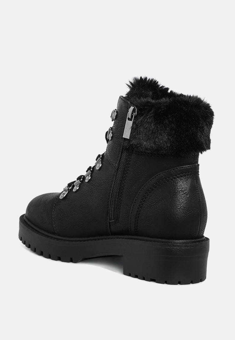 Maranta Faux Fur Collar Ankle Boots-2
