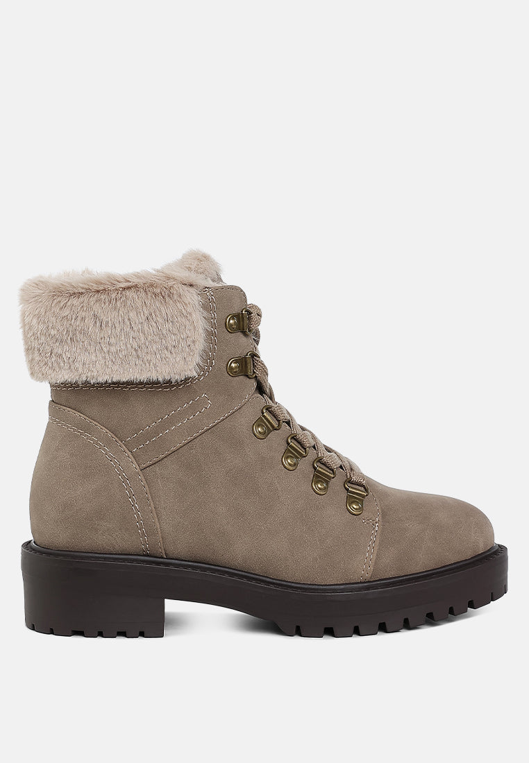 Maranta Faux Fur Collar Ankle Boots-6
