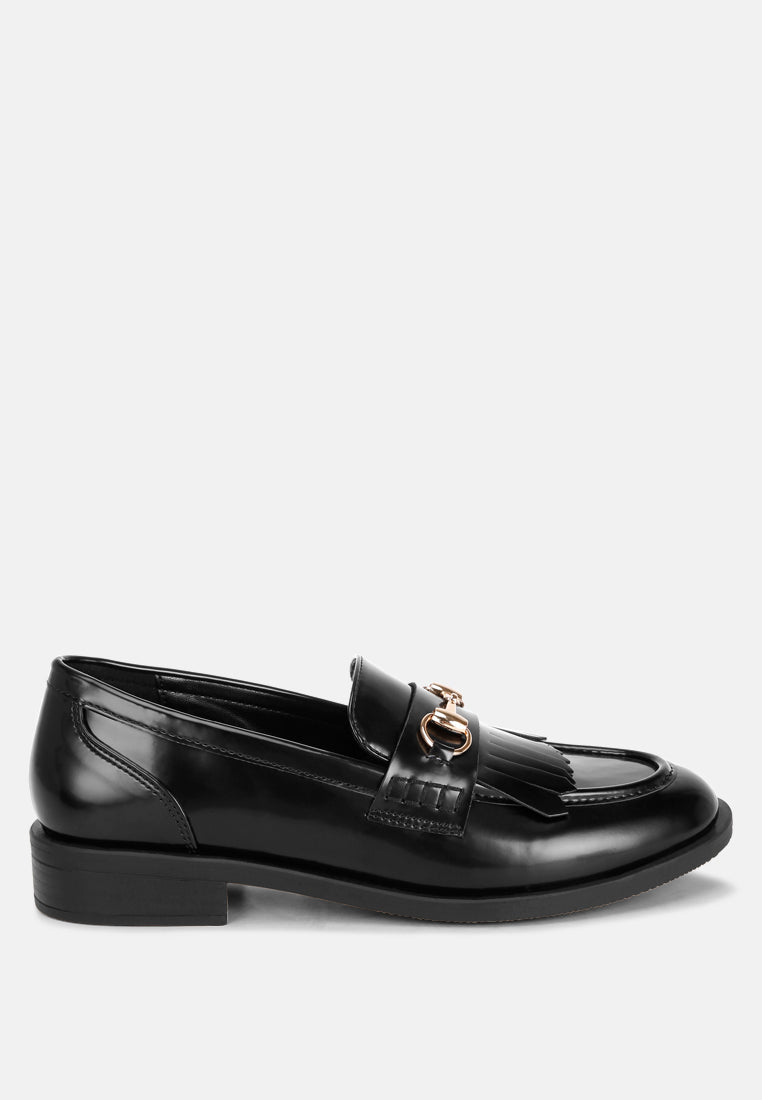 Marbin Fringed Penny Strap Loafers-5