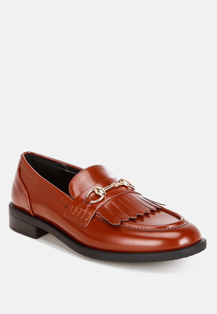 Marbin Fringed Penny Strap Loafers-2