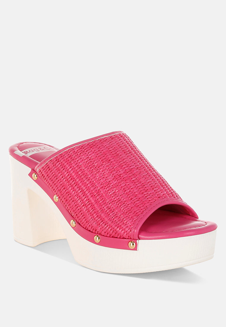 Marengo Raffia Wooden Clogs-2