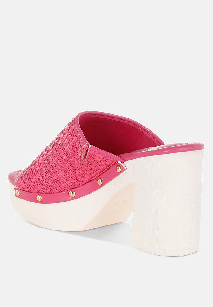 Marengo Raffia Wooden Clogs-3
