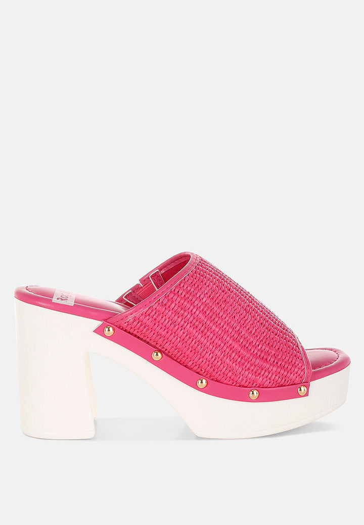Marengo Raffia Wooden Clogs-0