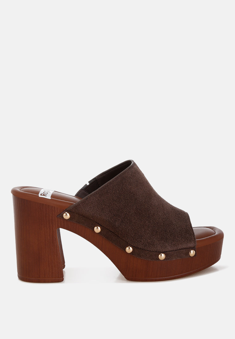 Masaki Soft Suede Leather Wooden Clogs-7