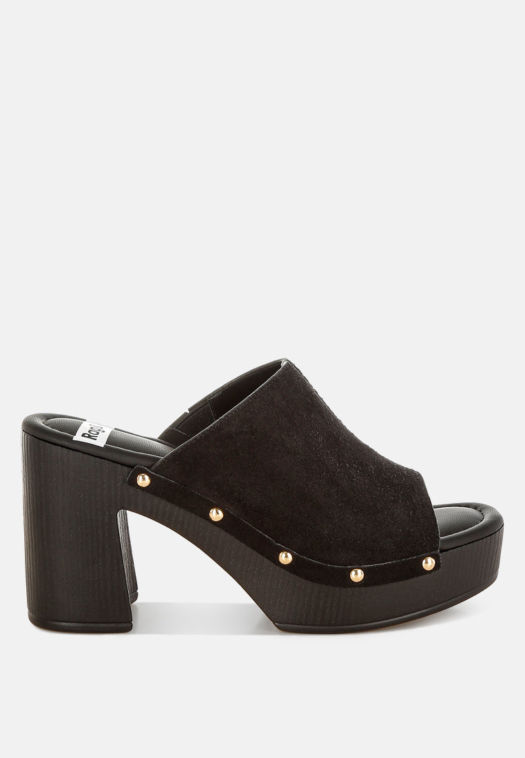 Masaki Soft Suede Leather Wooden Clogs-6