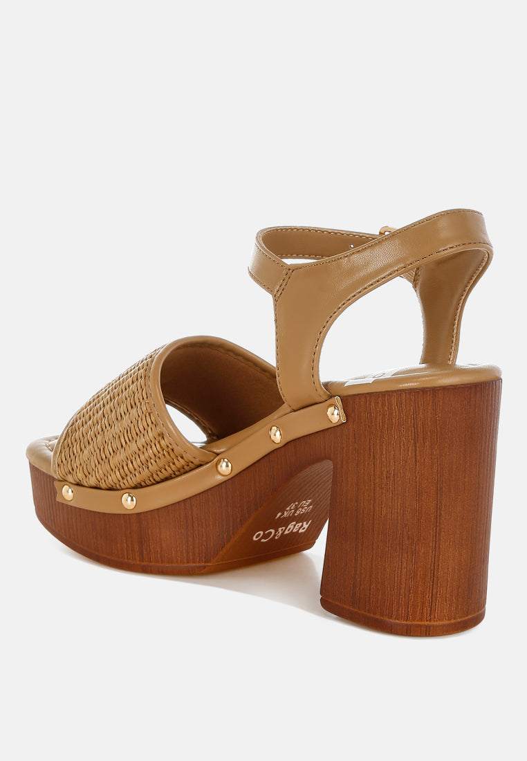 Mazaro Raffia Chunky Sandals-3