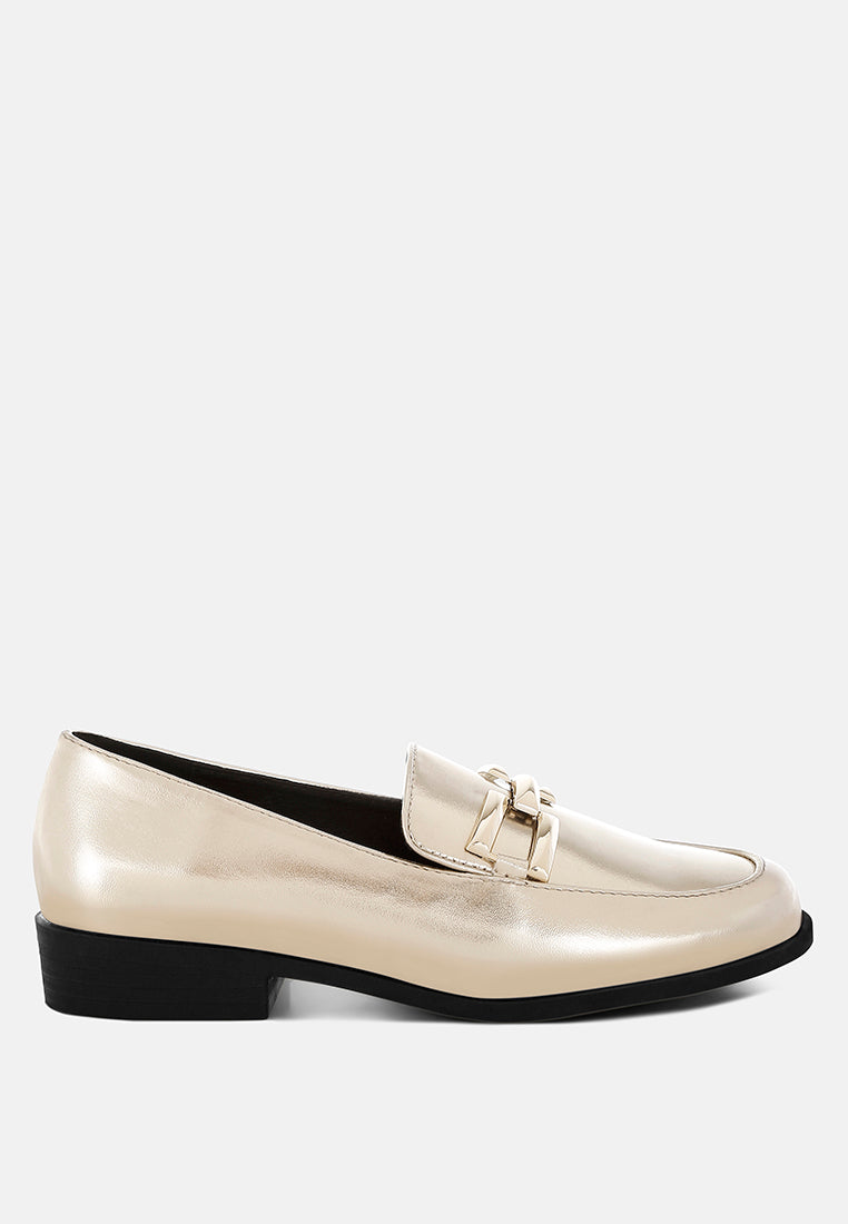 Melucine Metallic Horsebit Detail Loafers-5