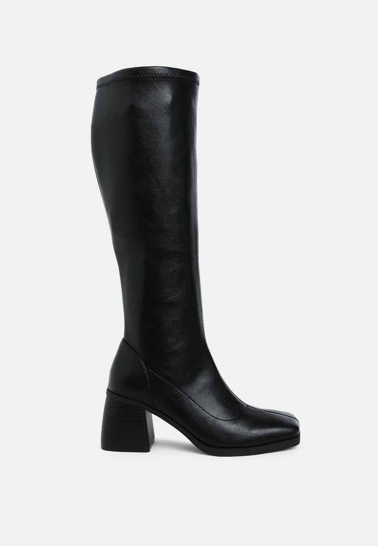 Menomi Faux Leather Block Heel Boots-5