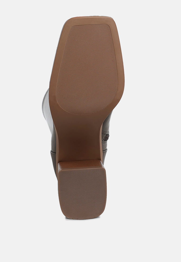 Menomi Faux Leather Block Heel Boots-4