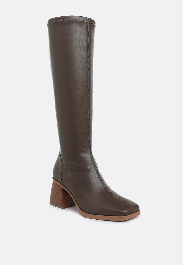 Menomi Faux Leather Block Heel Boots-1