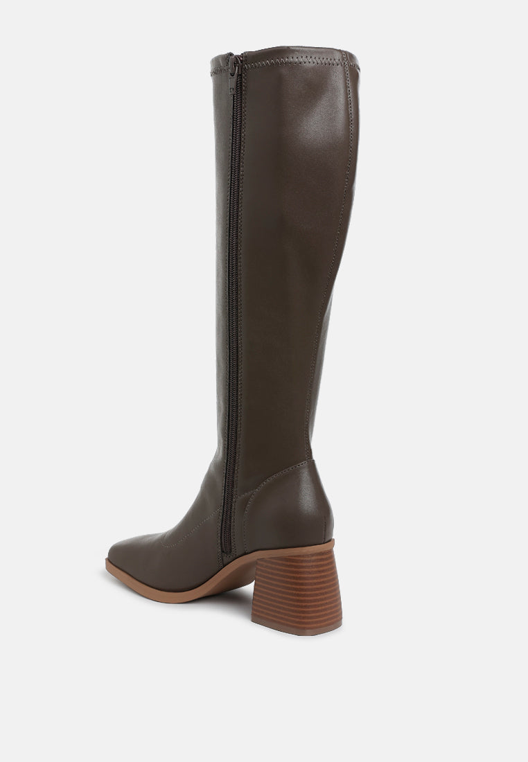 Menomi Faux Leather Block Heel Boots-2