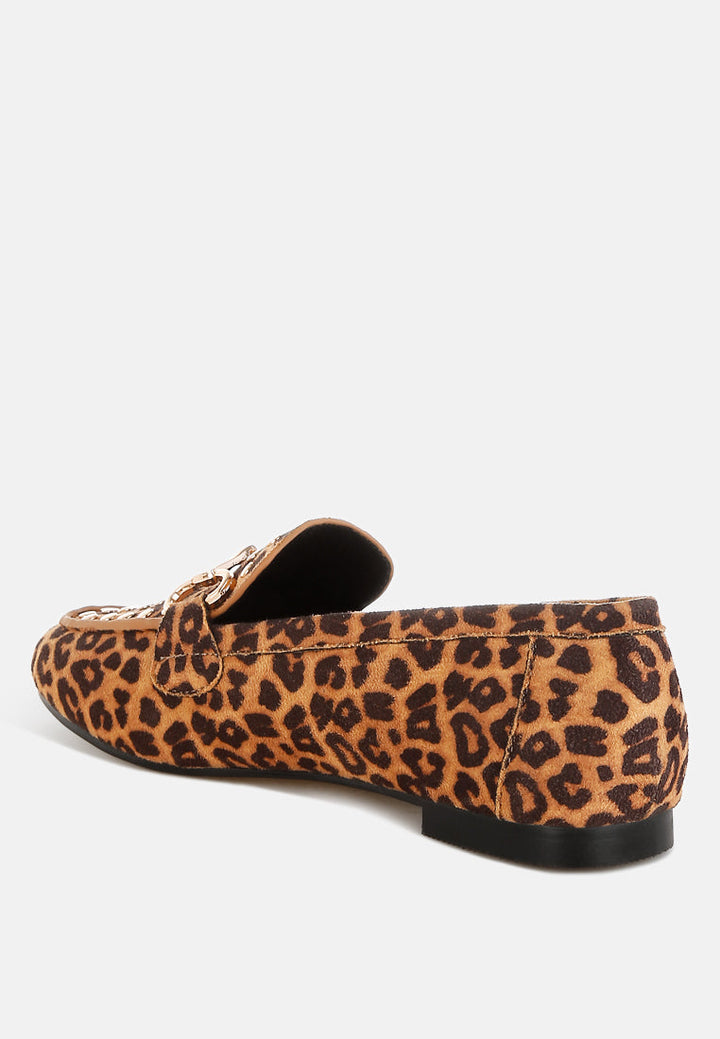 Meopa Horsebit &amp; Studs Metallic Leopard Print Loafers-3