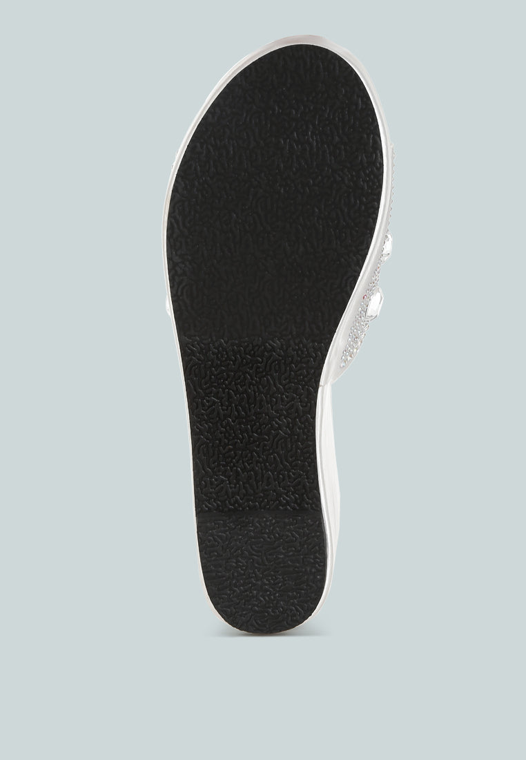 Meta Charts Diamante &amp; Rhinestone Flatform Sandals-4