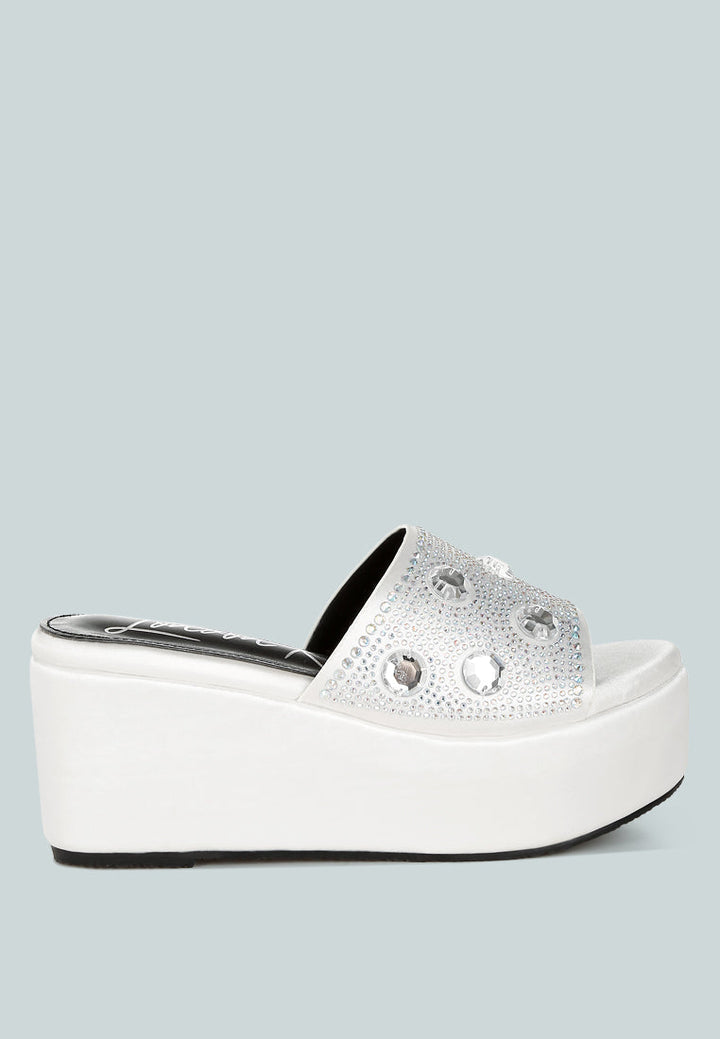 Meta Charts Diamante &amp; Rhinestone Flatform Sandals-0