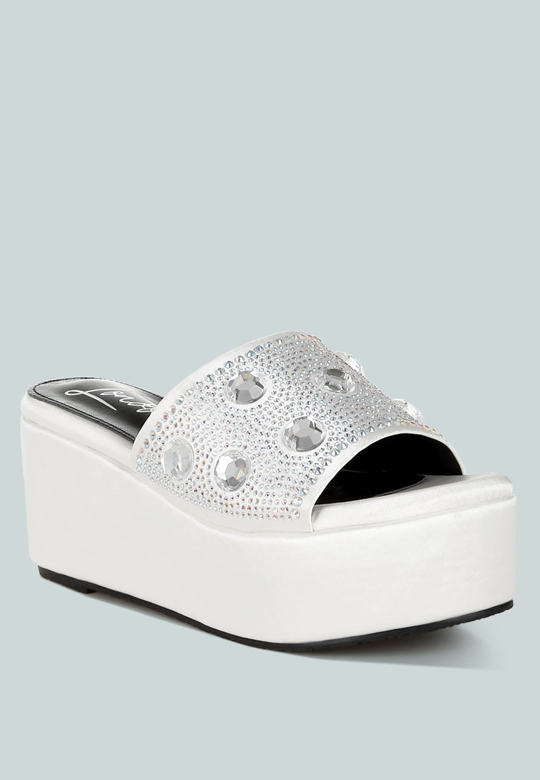 Meta Charts Diamante &amp; Rhinestone Flatform Sandals-1