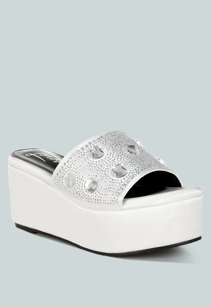 Meta Charts Diamante &amp; Rhinestone Flatform Sandals-1