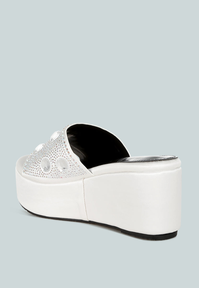 Meta Charts Diamante &amp; Rhinestone Flatform Sandals-2