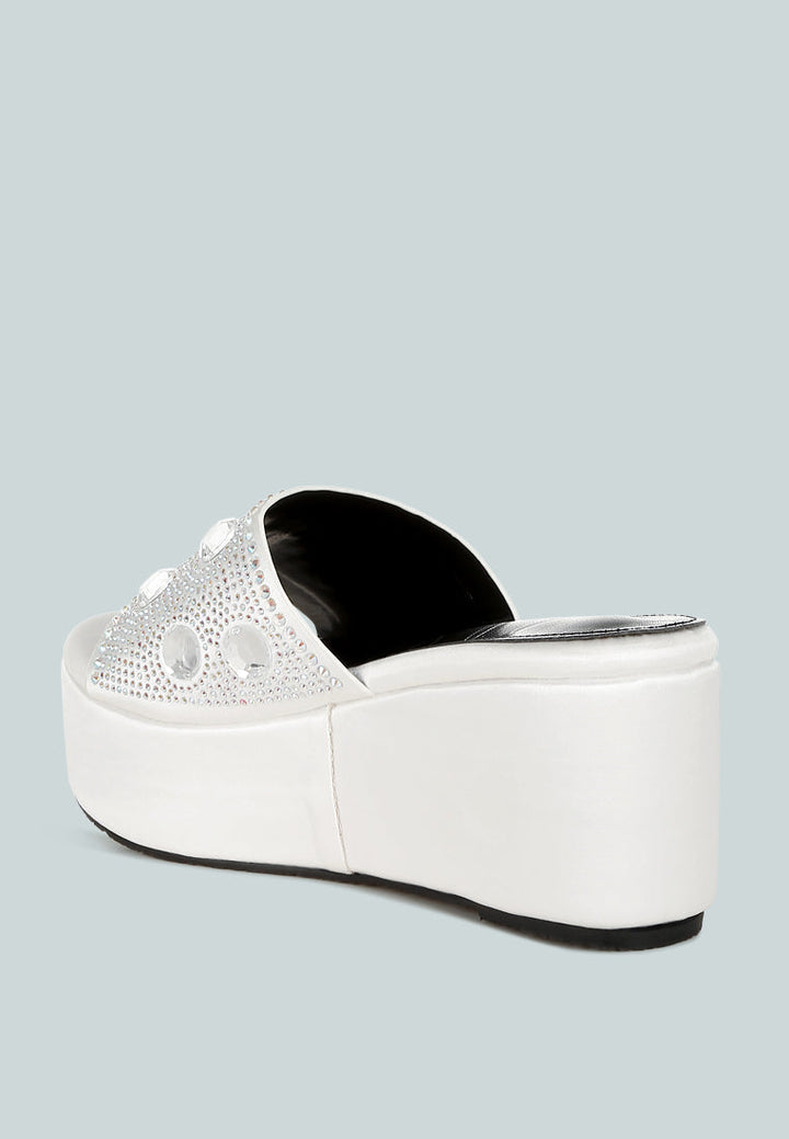 Meta Charts Diamante &amp; Rhinestone Flatform Sandals-2