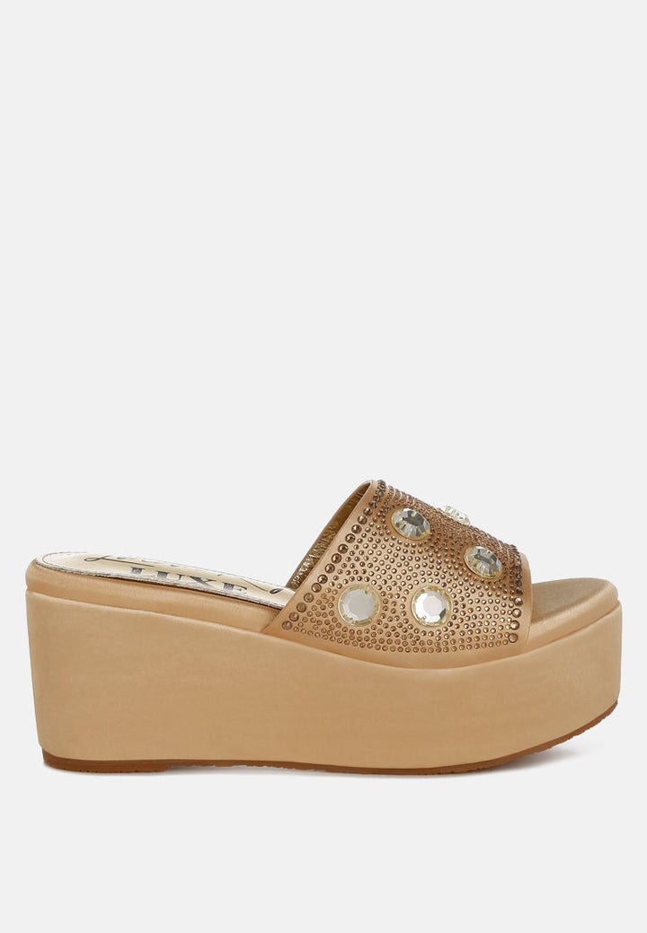 Meta Charts Diamante &amp; Rhinestone Flatform Sandals-6