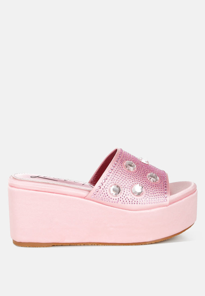 Meta Charts Diamante &amp; Rhinestone Flatform Sandals-5