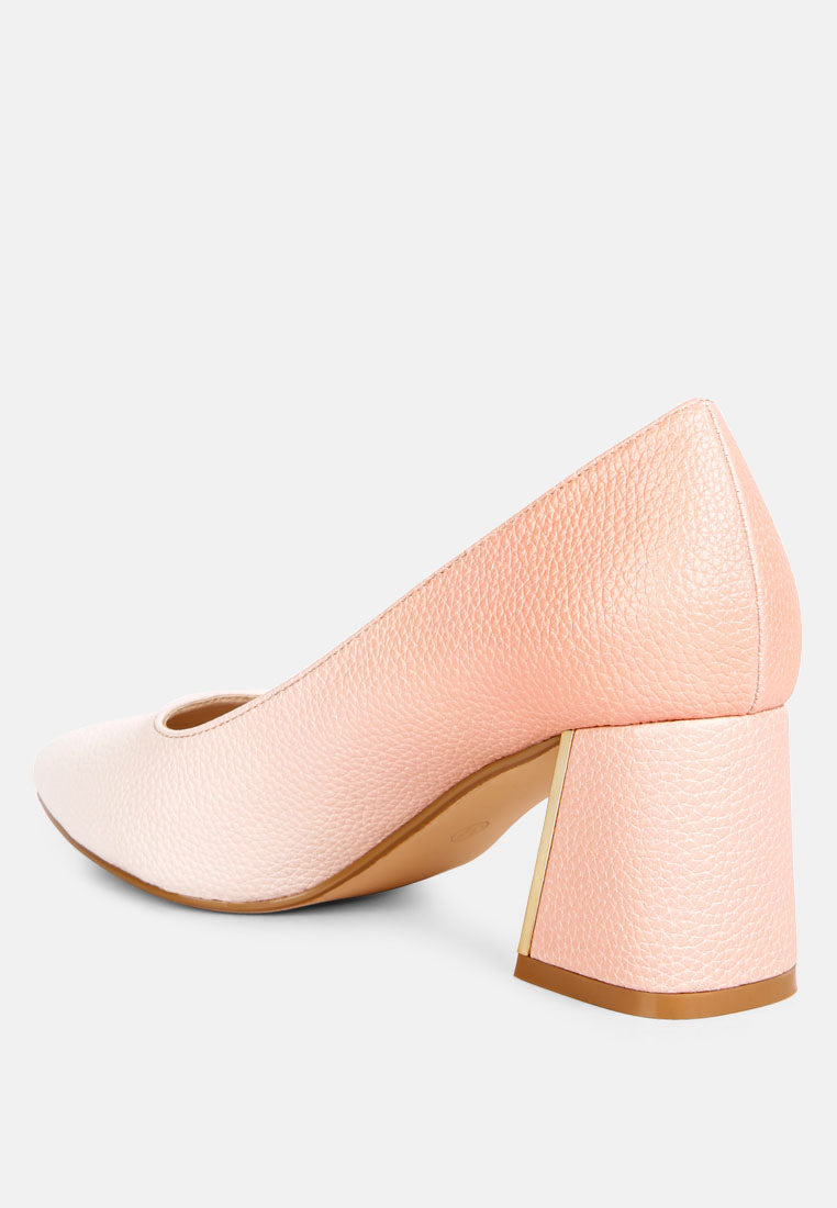 Harlow Metallic Accent Block Heel Pumps-2