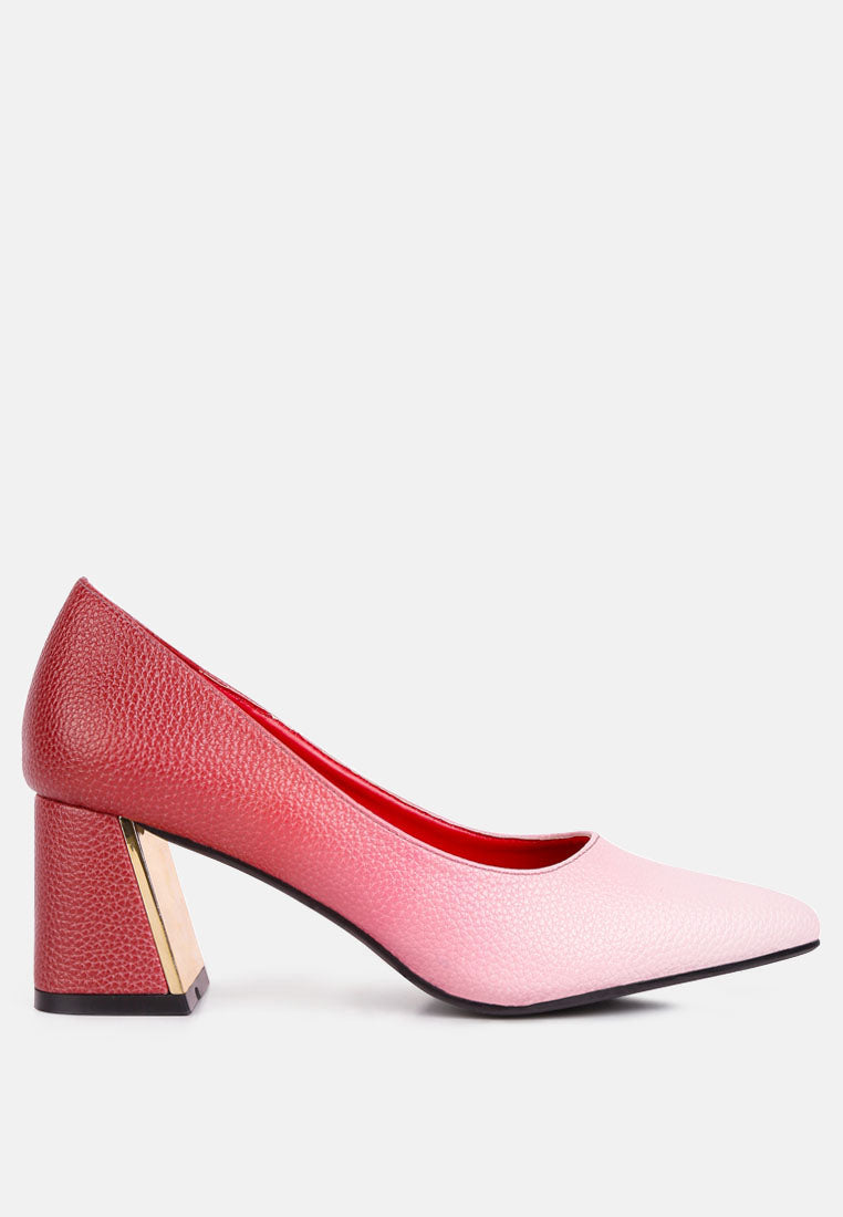 Harlow Metallic Accent Block Heel Pumps-5