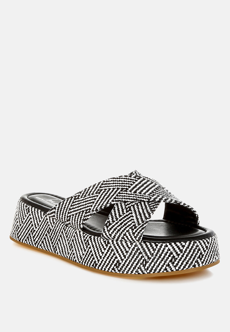 Modura Raffia Flatform Slip Ons-1