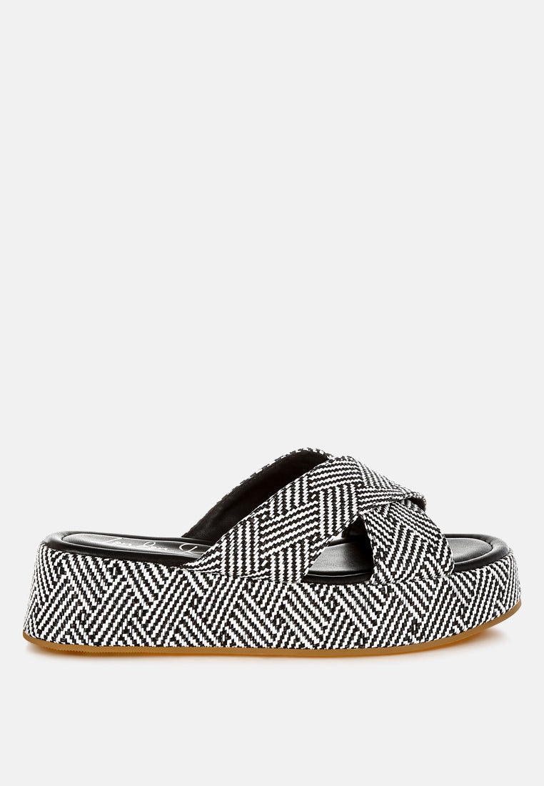 Modura Raffia Flatform Slip Ons-0