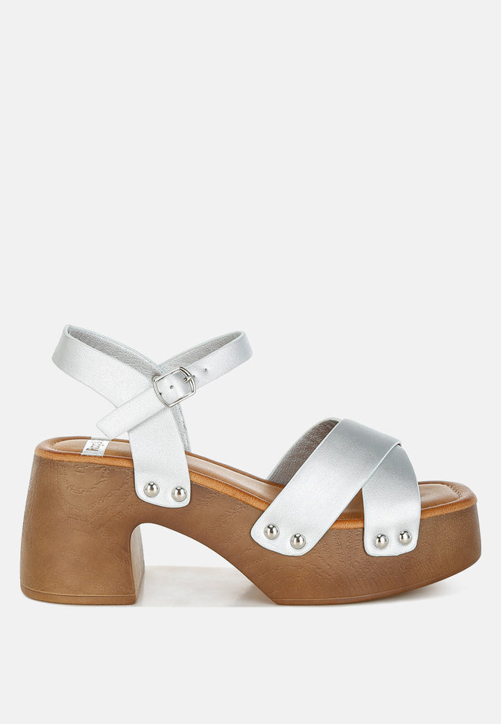Morasa Metallic Pleather Clog Sandals-0