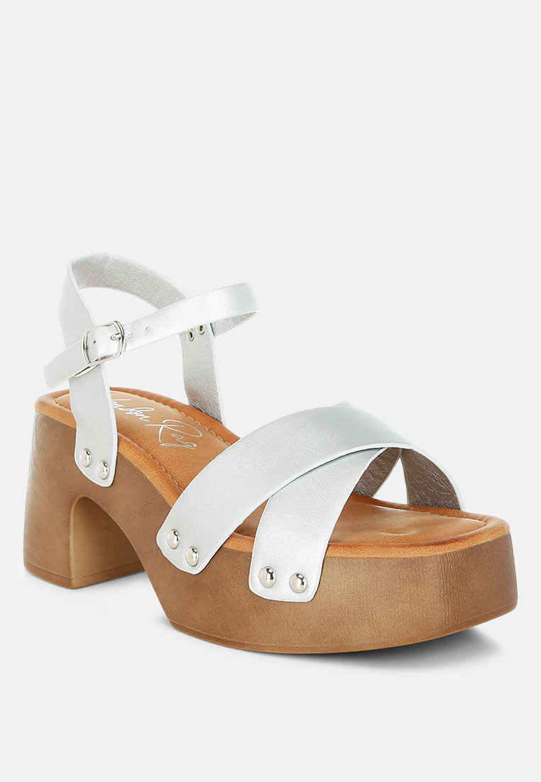 Morasa Metallic Pleather Clog Sandals By Mode-1
