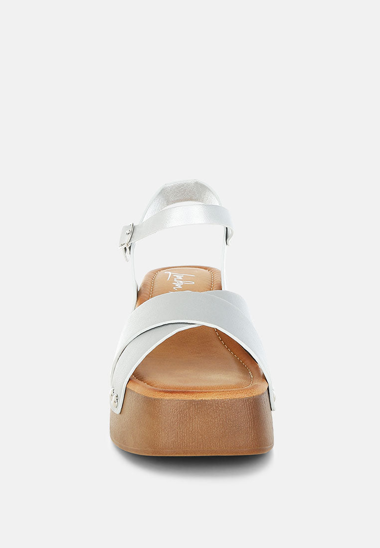 Morasa Metallic Pleather Clog Sandals-3