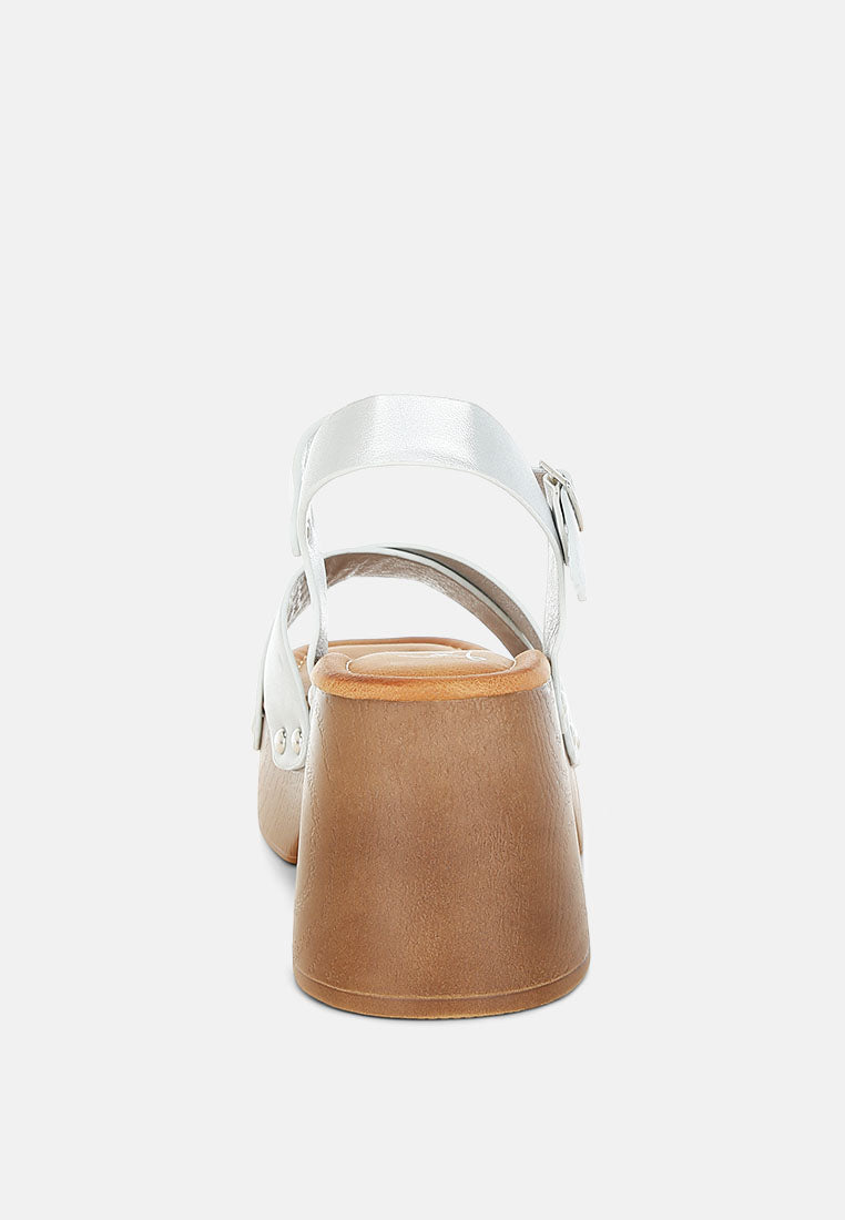 Morasa Metallic Pleather Clog Sandals-4