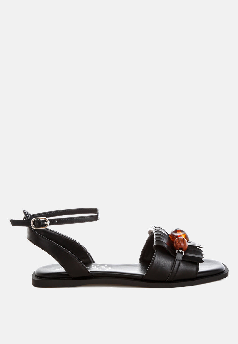 Morgine Beaded Flat Sandals-5