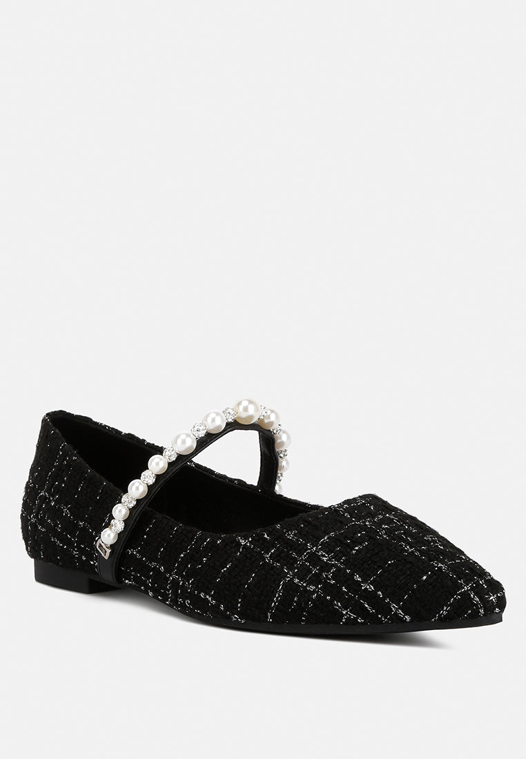 Mowie Tweed Mary Jane Ballet Flats-1