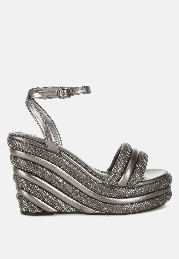 My Bliss Rhinestone Studded Wedge Sandals-6