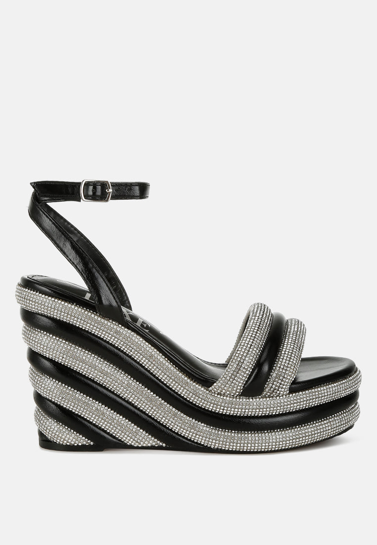 My Bliss Rhinestone Studded Wedge Sandals-7