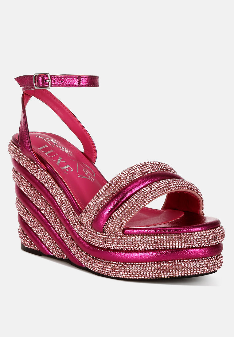 My Bliss Rhinestone Studded Wedge Sandals-1