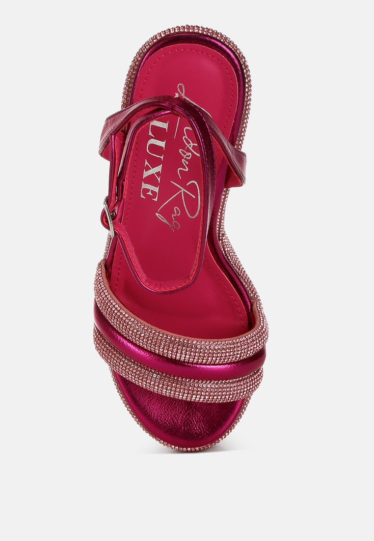 My Bliss Rhinestone Studded Wedge Sandals-3
