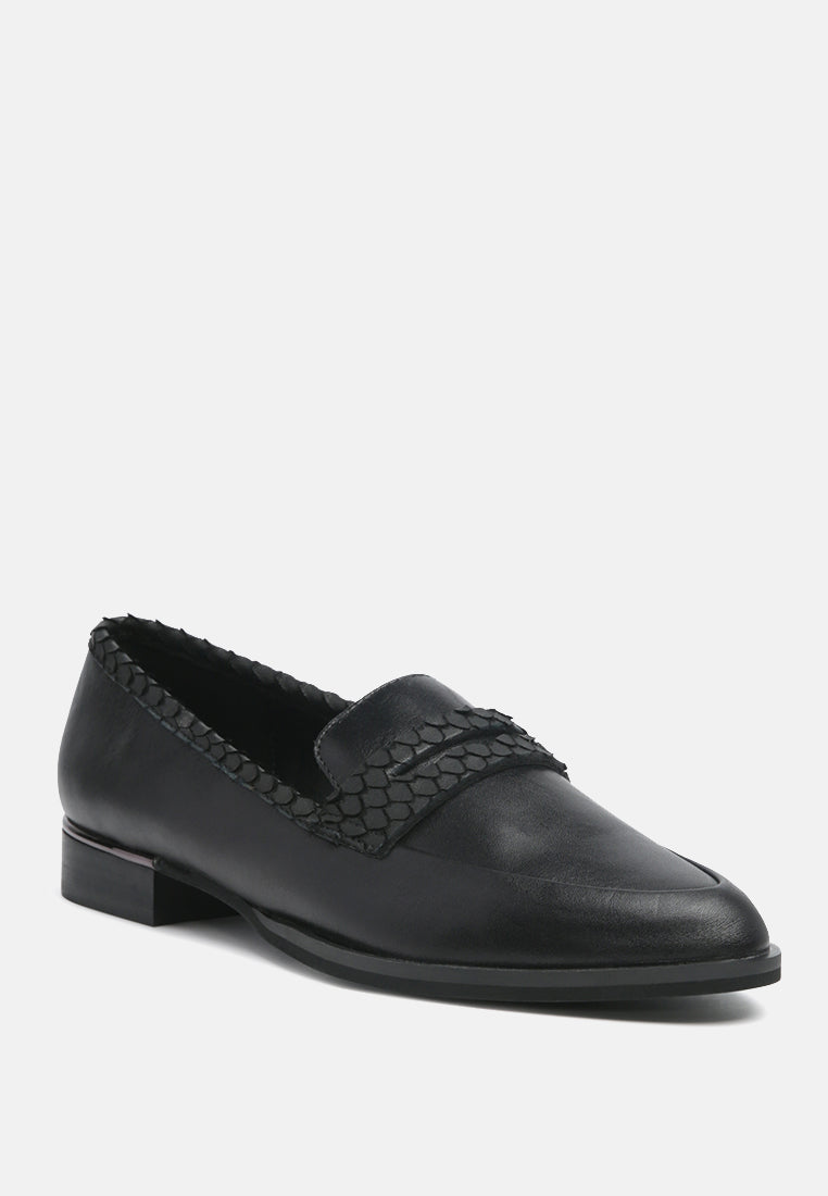 Nadia Snake Textured Loafers-3