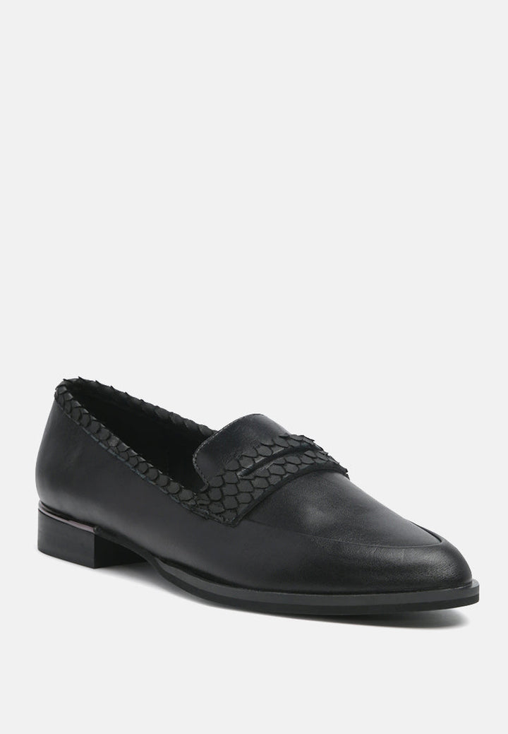 Nadia Snake Textured Loafers-3