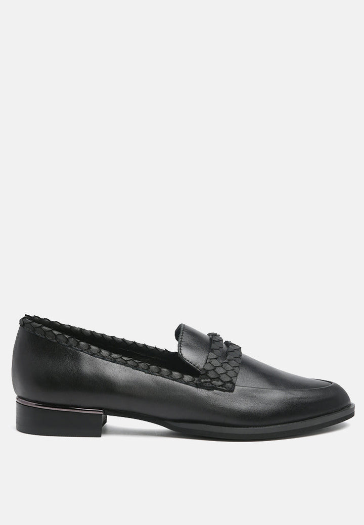 Nadia Snake Textured Loafers-0