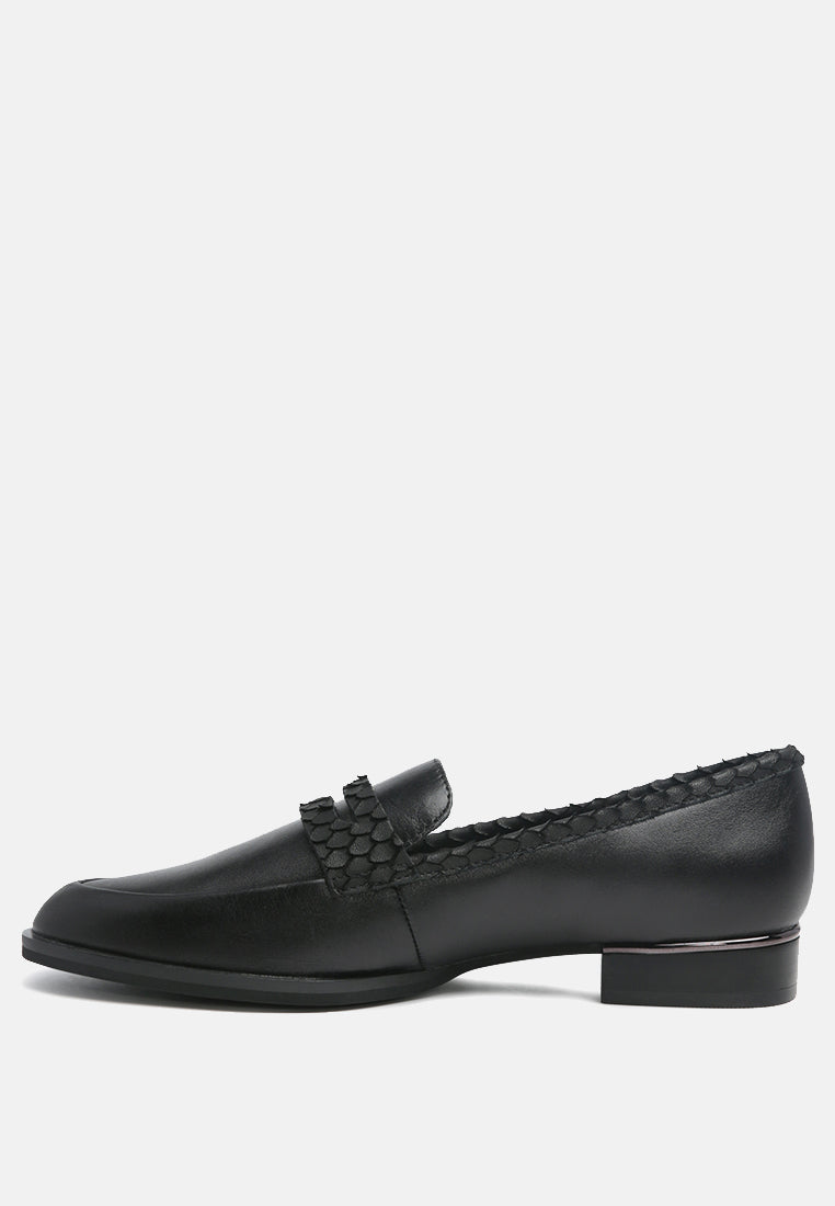 Nadia Snake Textured Loafers-4