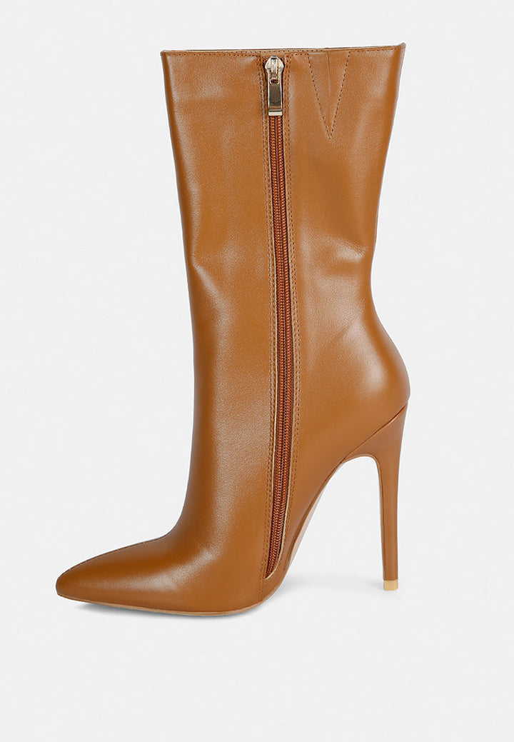 Over The Ankle Leather Stiletto Boot-3