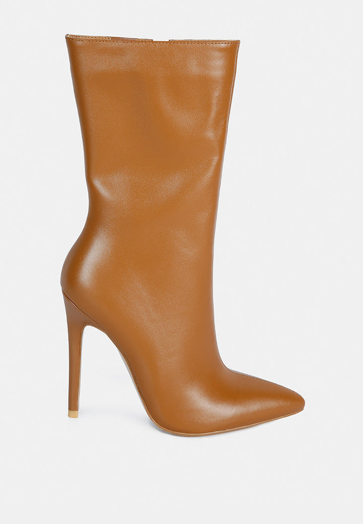Over The Ankle Leather Stiletto Boot-0