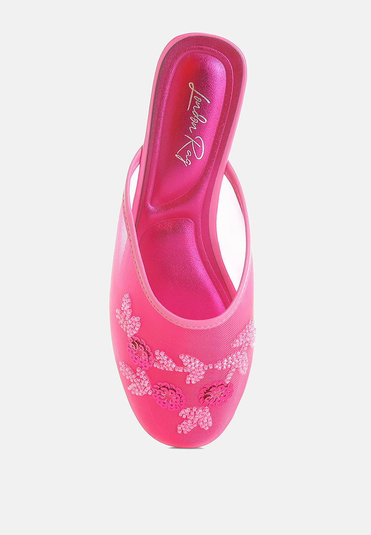 Nahra Mesh Sequin Beaded Mules-3