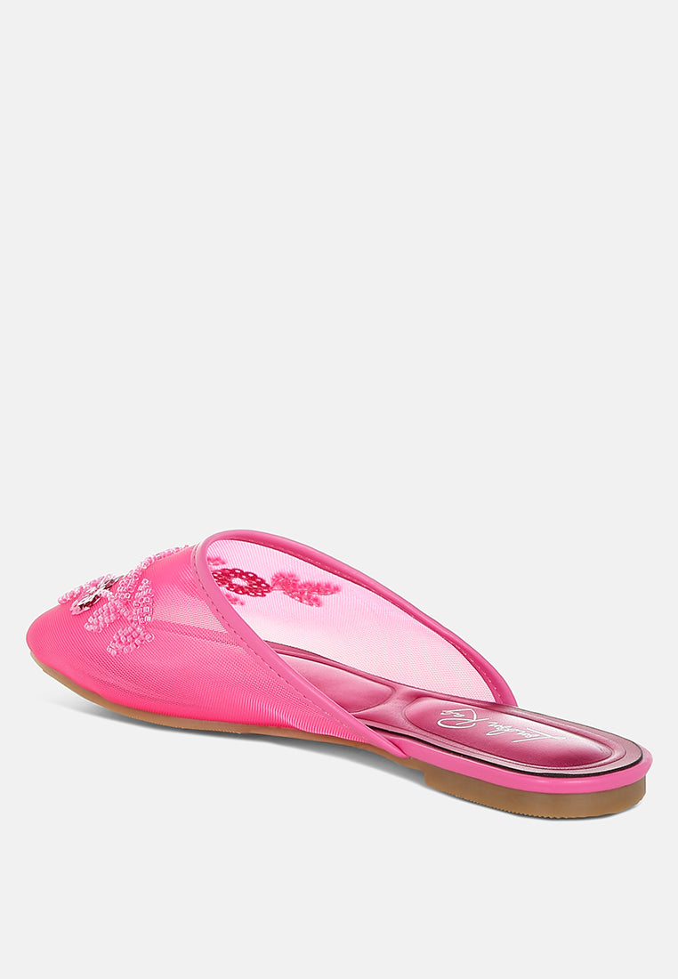 Nahra Mesh Sequin Beaded Mules-2
