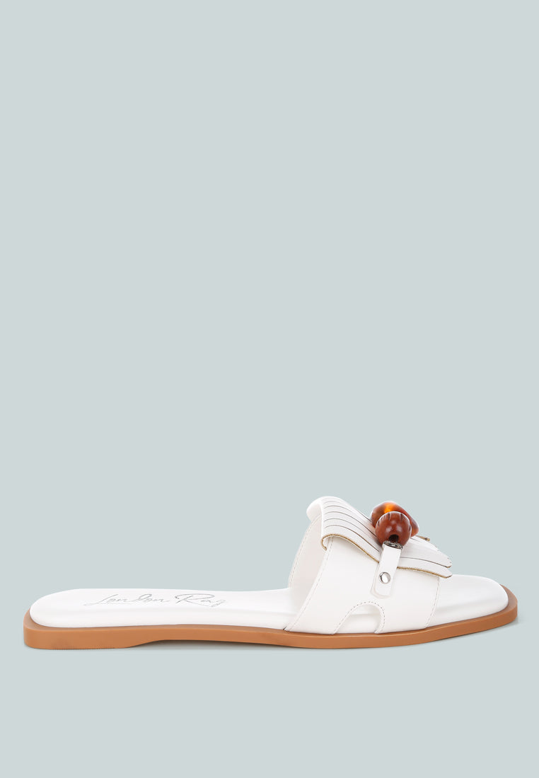 Nakasa Beaded Faux Leather Slip Ons-0