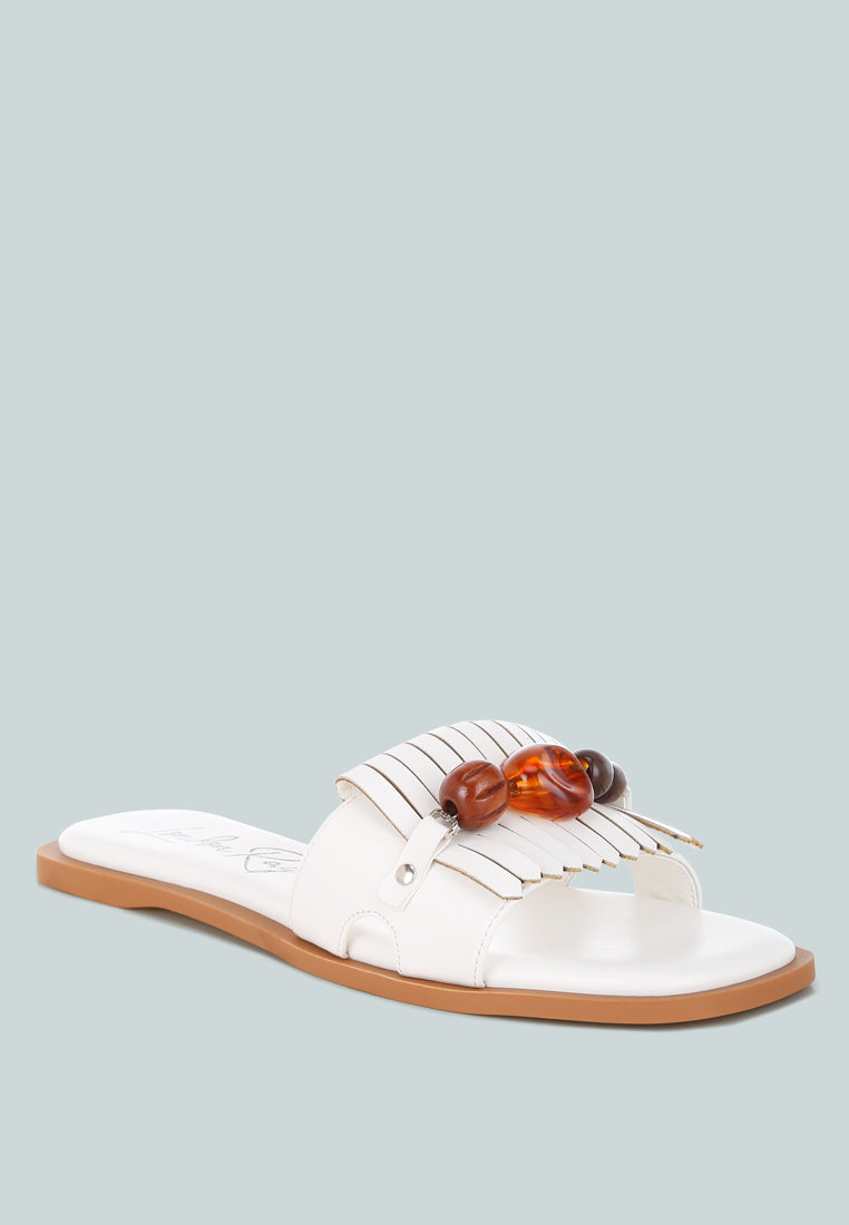 Nakasa Beaded Faux Leather Slip Ons-1