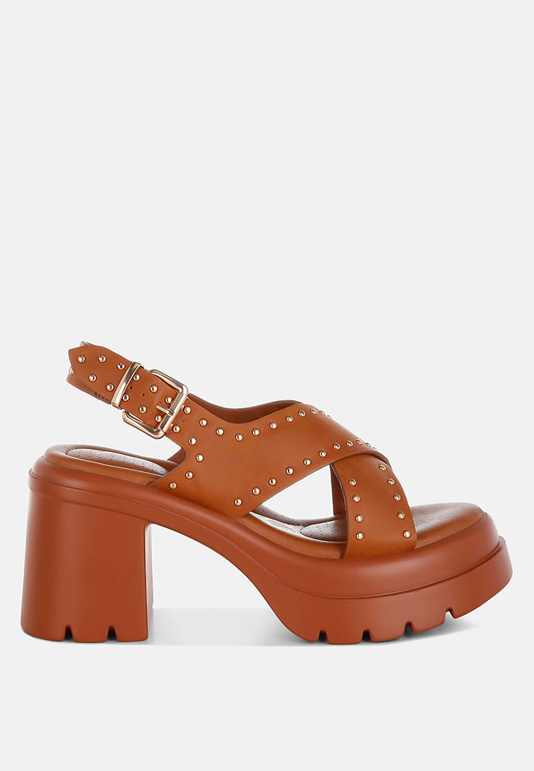 Nambo Stud Embellished Block Heel Sandals-5